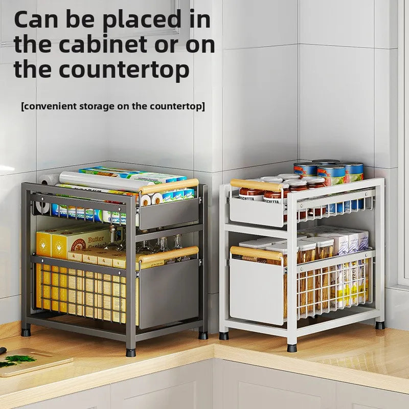 Installation-free kitchen sink rack, countertop cabinet, layered seasoning storage rack, pool under pumping storage rack Oasis Select