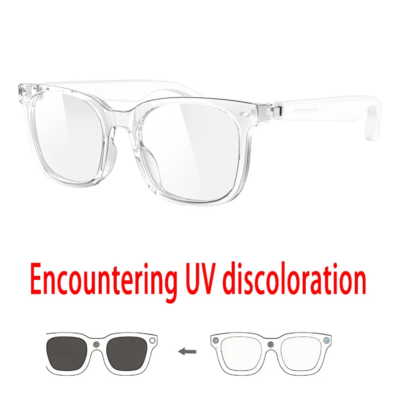 Sunglasses UV/Blue Light Protection Photochromic Glasses Women Voice Call Smart Glasses Men Eyewear Play Music Remote Shooting Oasis Select WH
