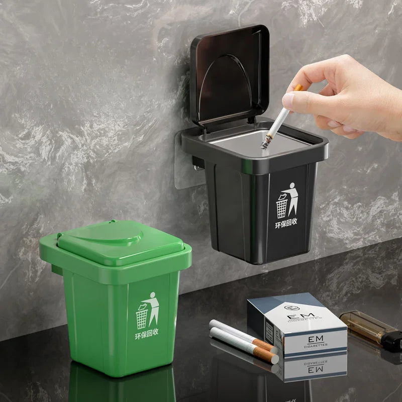 Portable Ashtray Trash Can Ashtray with Lid, Stainless Steel Ashtray, Bathroom Wall Hanging, Notch Anti-fly Ash Ashtray Oasis Select