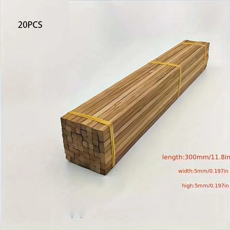 20PCS Unfinished Square Bamboo Sticks for Crafts ,Model Making & DIY Projects Wooden Dowels Woodworking Craft Oasis Select dark color