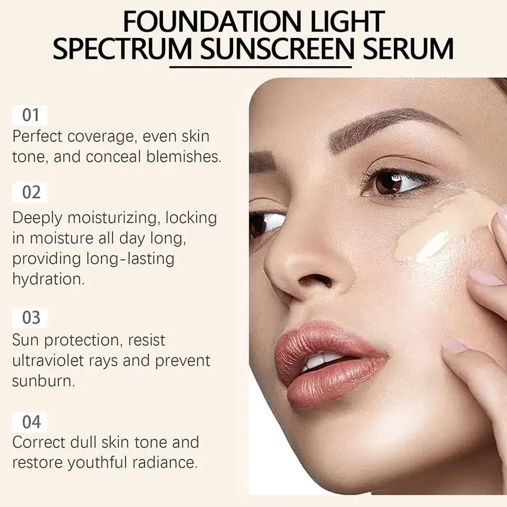 4-in-1 Foundation Liquid Makeup 4 In 1 Foundation Light Spectrum Sunscreen Serum Liquid Hydrating Full Coverage Concealer SPF 50 Oasis Select