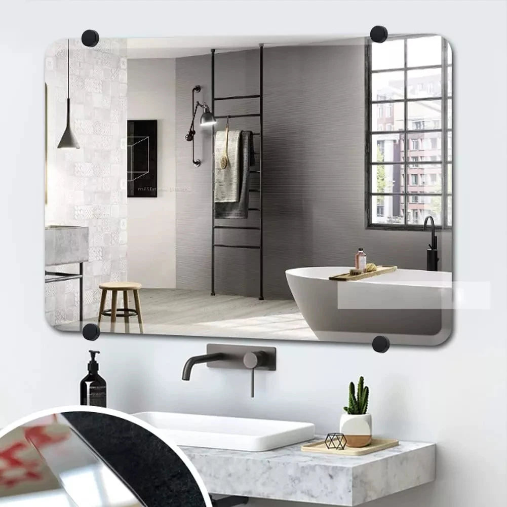 4pcs Mirror Holderszinc Alloy Clip Wall Hanging Fixing Kit Frameless Clips Mirror Mounting Clips For Bathroom Oasis Select
