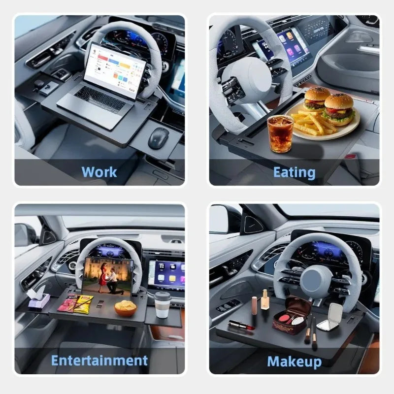 Food Tray Desk Auto Steering Wheel Tray Mount Car Tray Table Folding Laptop Desk Adjustable Water Cup Computer Bracket Car Tray Oasis Select