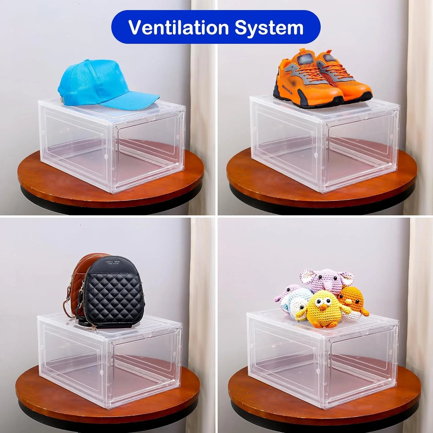 6pcs/set Hat Organizer, Clear Stackable Hat Organizer, Space Saving Foldable Hat Rack, Hat Container, Multi-Functional Organizer Oasis Select