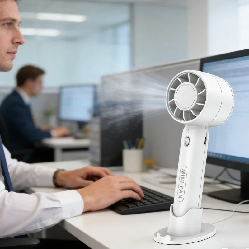 Mini USB Handheld Fan Portable Rechargeable Small Desk Fan for Students Office Travel Personal Cooling Breeze Quiet 3 Speed Oasis Select