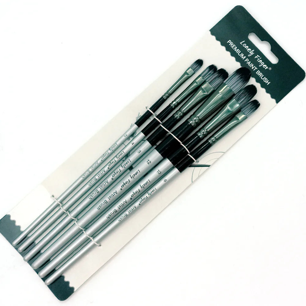 6/24pcs Paint Brush Set, Acrylic Paint Brushes, Professional Artist Series with Round,Flat, Angular,Filbert for Oil, Acrylic Can Oasis Select 6 Silver Filbert