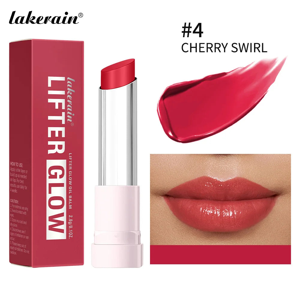 Lakerain Glow Oil Balm Long-lasting Moisturizing Lip Oil Balm Smooth Moisturizing Daily Lips Care Pink Natural Cosmetics Makeup Oasis Select 4 CHERRY SWIRL