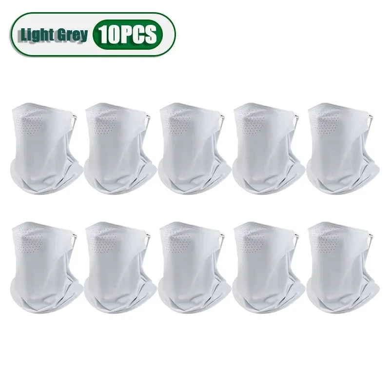 Summer Sunscreen Ice Silk Mask Neck UV Protection Face Cover Sunscreen Face with Brim Outdoor Cycling Sun Protection Hats Caps Oasis Select White-10PCS