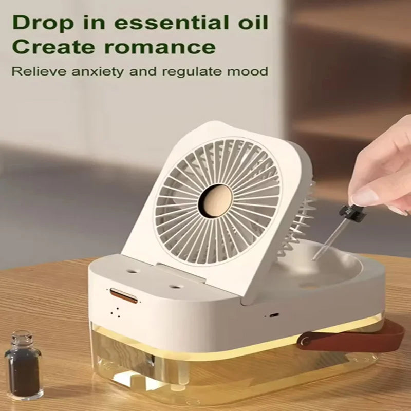 2-in-1 Portable Fan & Spray Humidifier – USB Desktop Cooler