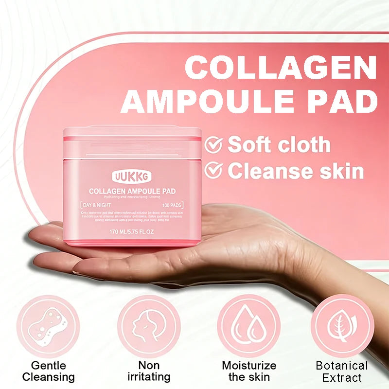 100PADS Collagen Makeup Makeup Remover, Cleansing Pad, Daily Makeup Remover Cleansing, Moisturizing, Skin Care and Cleansing Oasis Select
