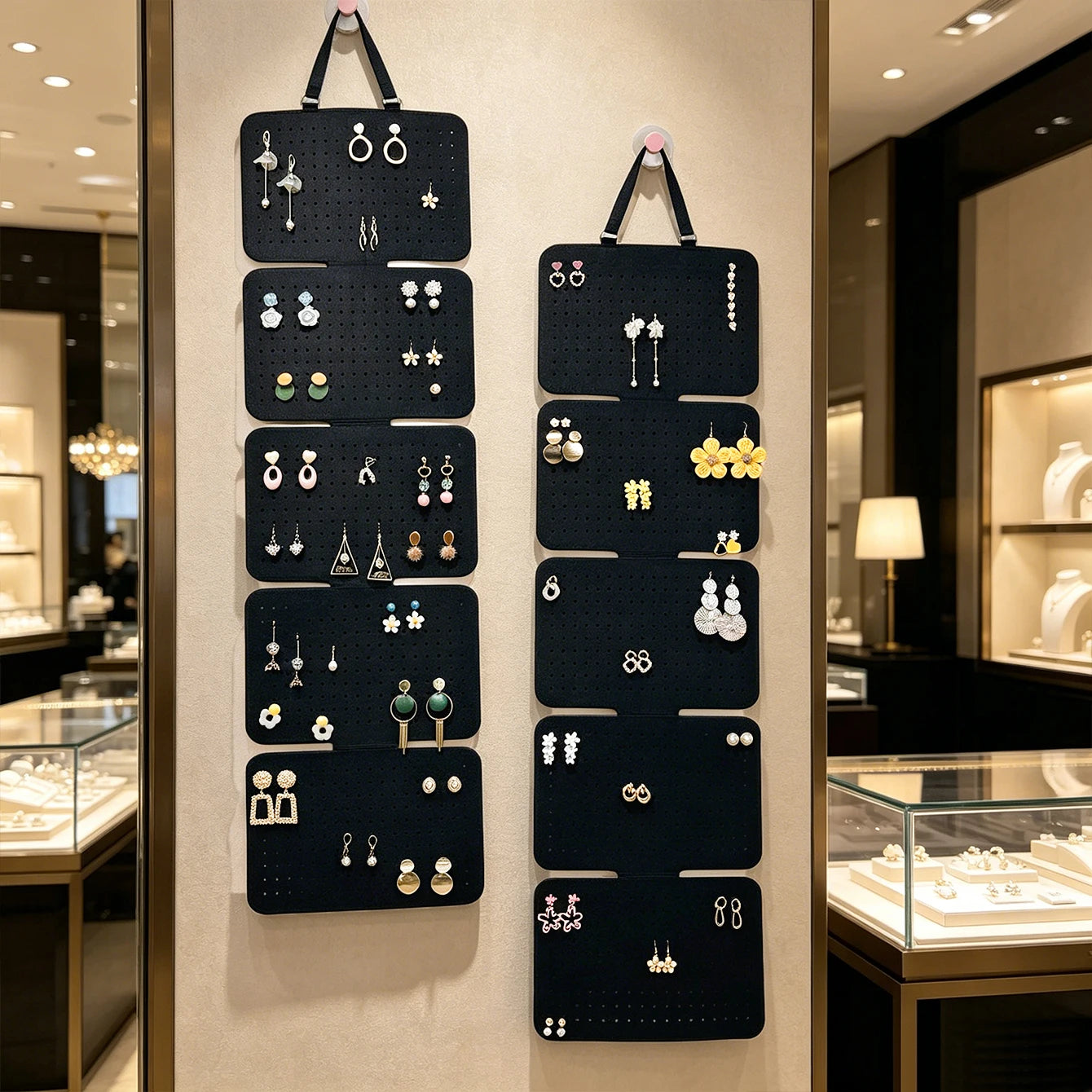 1pc black 5-piece hanging earring storage bag, foldable earring jewelry display stand suitable for badges, medals, organizers Oasis Select