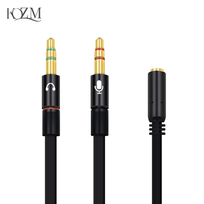 3.5mm TRRS Headset Splitter Adapter – Audio & Mic to 2 Male