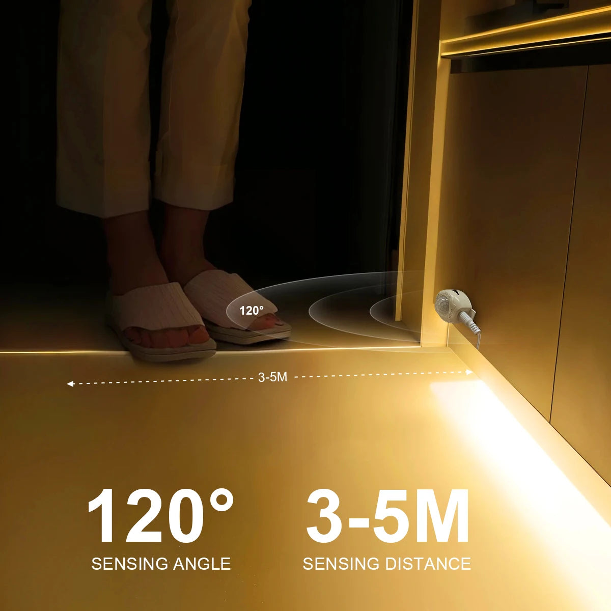 5V USB Smart PIR Motion Sensor LED Strip Light Auto ON/OFF 60leds/M Waterproof for Kitchen,Stair,Corrdior,Bedroom Night Lighting Oasis Select
