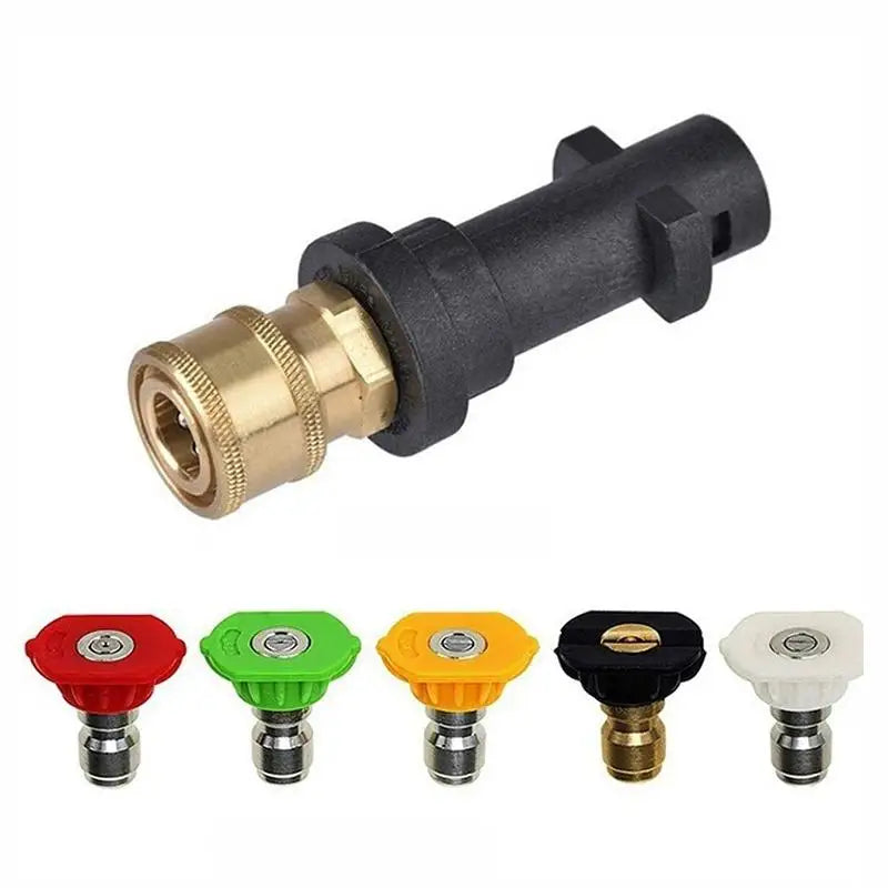 Karcher K2-K7 High Pressure Washer Adapter With 5-Color Quick Connect Nozzles And Foam Cannon Oasis Select