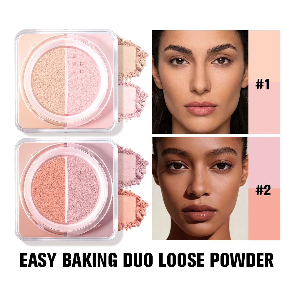 Bake Loose Powder Brightening&Correcting Duo brightening and correcting Blurred Pores Matte Long-Lasting Setting Powder Makeup Oasis Select