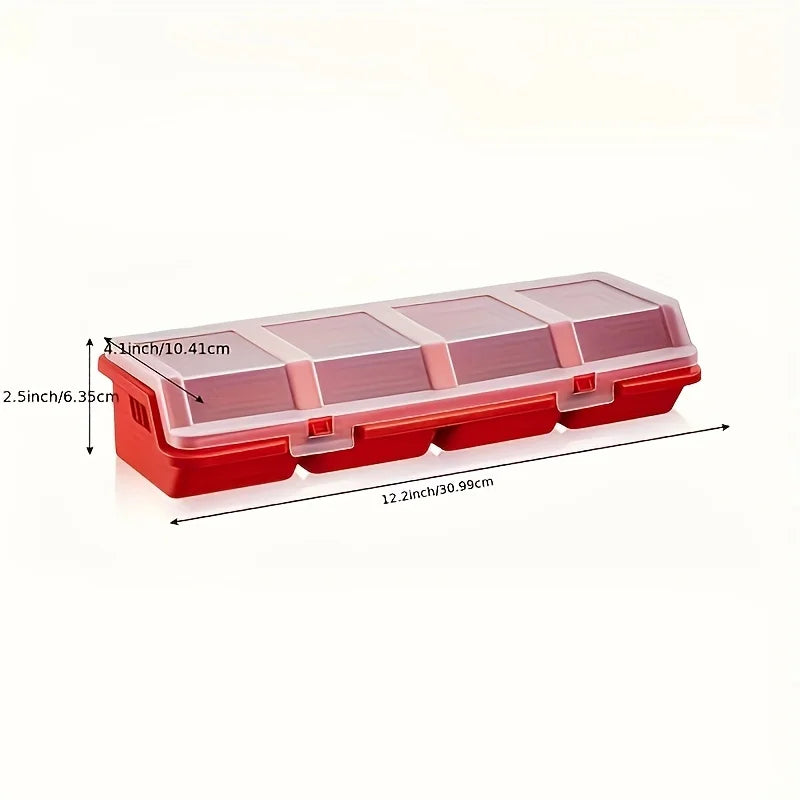 1/2Pcs Multi-Compartment Organizer Box For Screws & Small Parts - Durable Plastic Hardware And Jewelry Storage Case Oasis Select 1Pc red