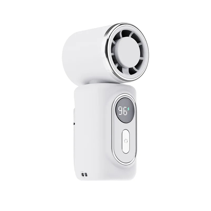 New Mini Portable High Speed Handheld Fan Stepless Speed Regulation Strong Wind Summer Outdoor Small Fan Oasis Select White