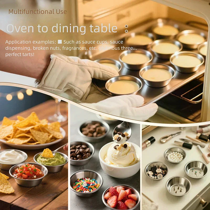 10pcs Aluminum Alloy Mini round Cupcake Mold Set Puto Cake Egg Tart Kitchen Baking Oven Pan Pastry Dessert Cooking Utensils Oasis Select