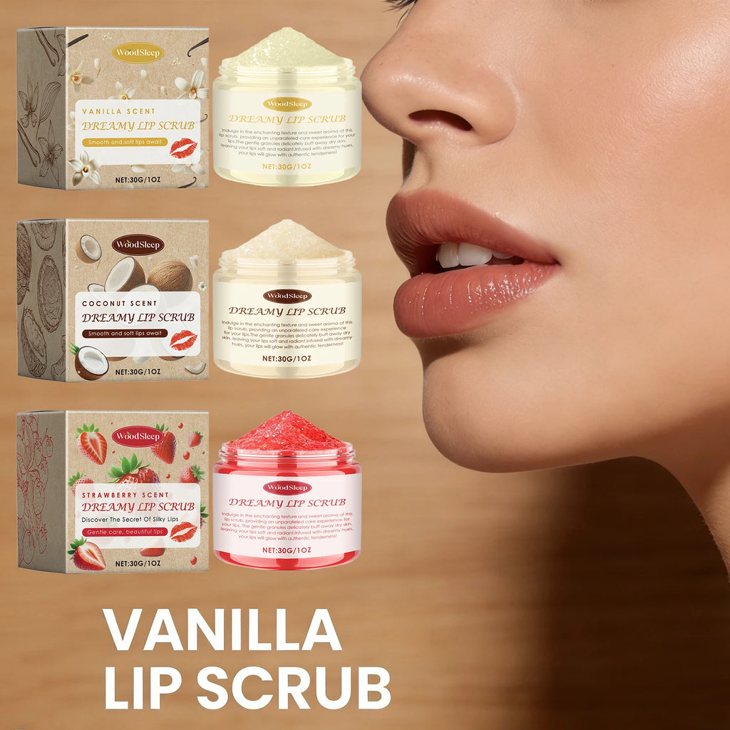 WOODSLEEP Coconut Vanilla Lip Scrub – Exfoliate & Moisturize Lip Scrub Oasis Select