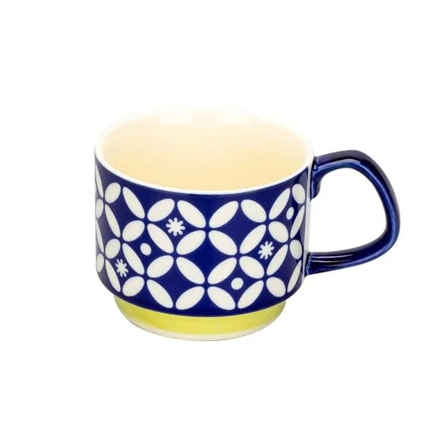 300ml Japanese Flower Coffee Mug Set Retro Ceramic Milk Oats Mug Office Water Handgrip Cup Kitchen Party Drinkware Set Oasis Select G 300ml