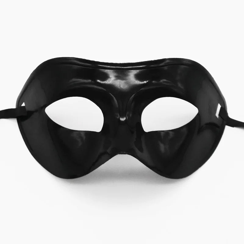 Men's Half Face Spray Painting Gentleman Jazz Performance Ball Plastic Flat Head Mask Halloween Party Prom Wedding Decoration Oasis Select Black
