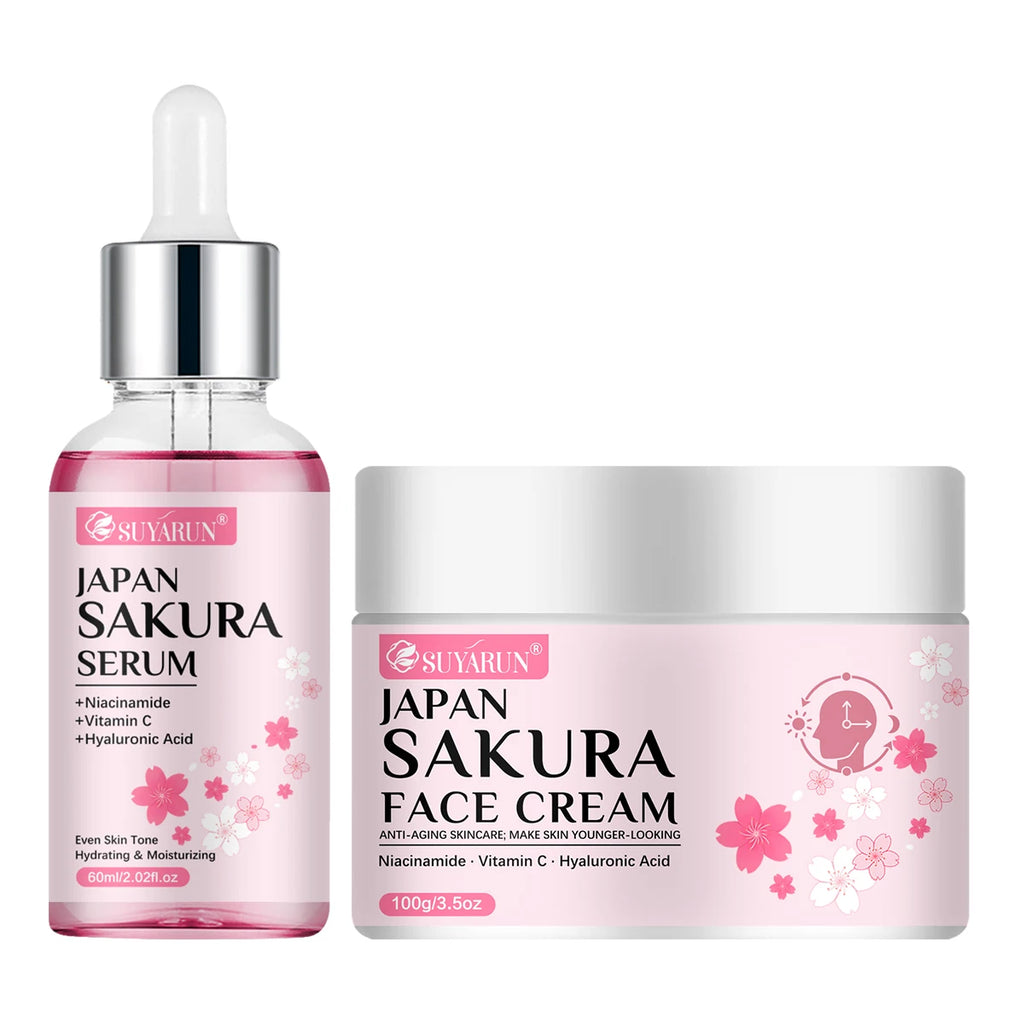 Cherry Blossom Moisturizing Cream & Serum Skincare Set Skincare Gift Set Oasis Select 100g-60ml