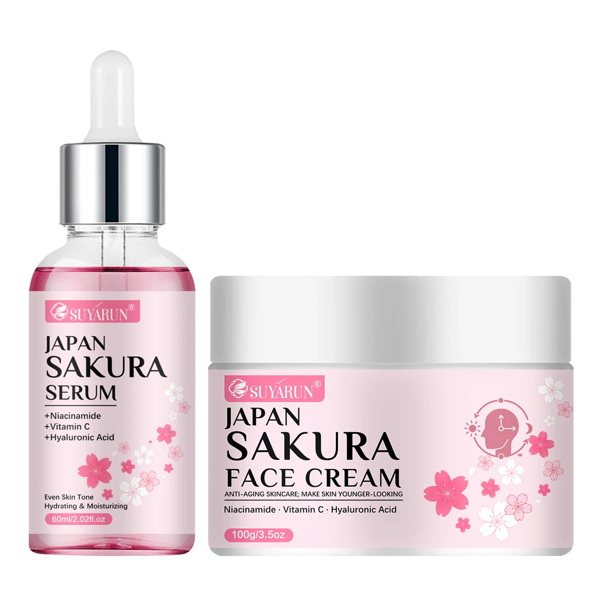 Cherry Blossom Moisturizing Cream & Serum Skincare Set Skincare Gift Set Oasis Select 100g-60ml