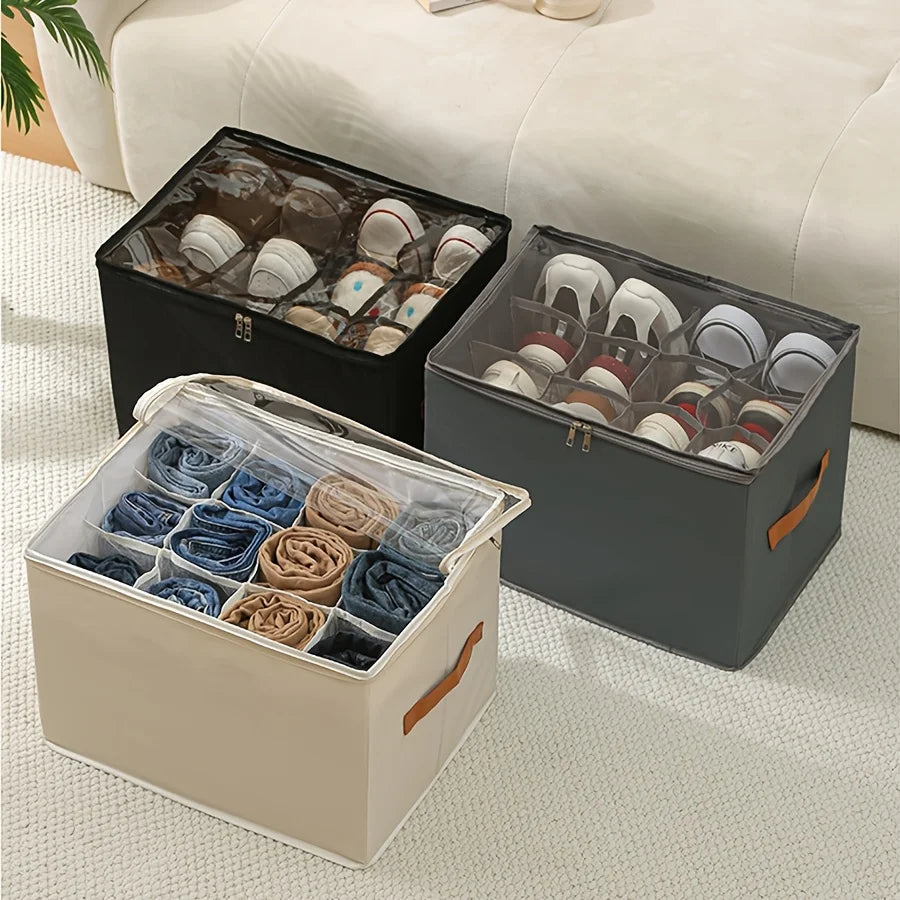 1Pc Washable Oxford Foldable Shoe Storage Box with Lid Oasis Select