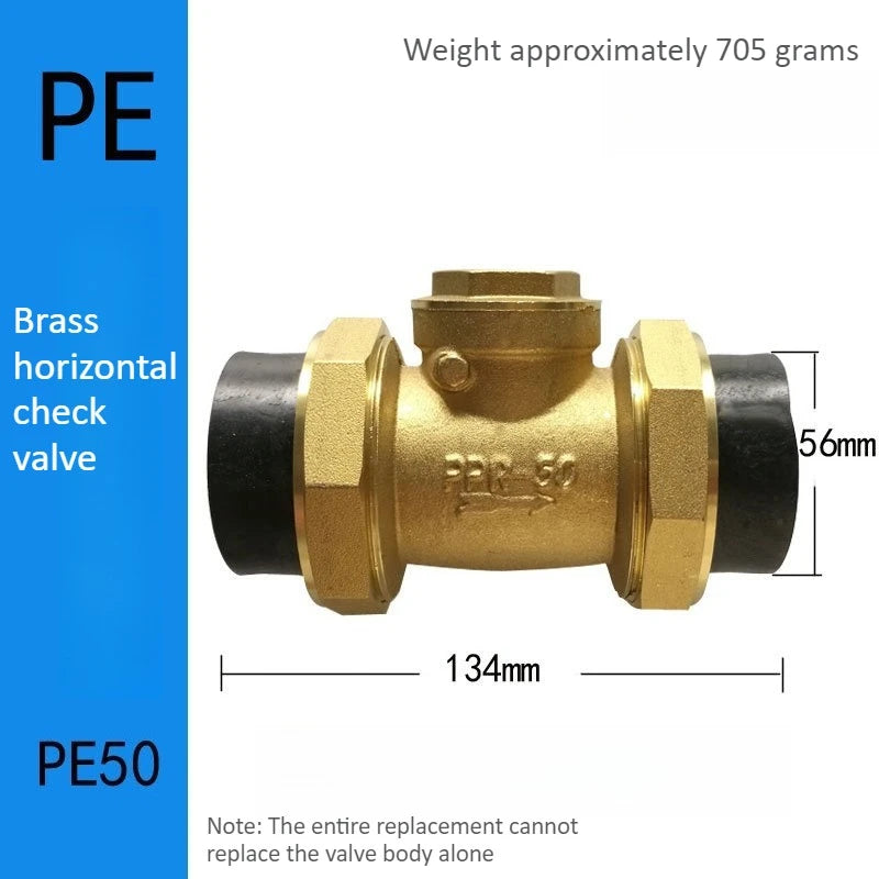 Brass PE Check Valve, One-way Valve, Double Union, Horizontal Double Connection, Horizontal/vertical, Double Hot Melt Oasis Select PE50 DN40