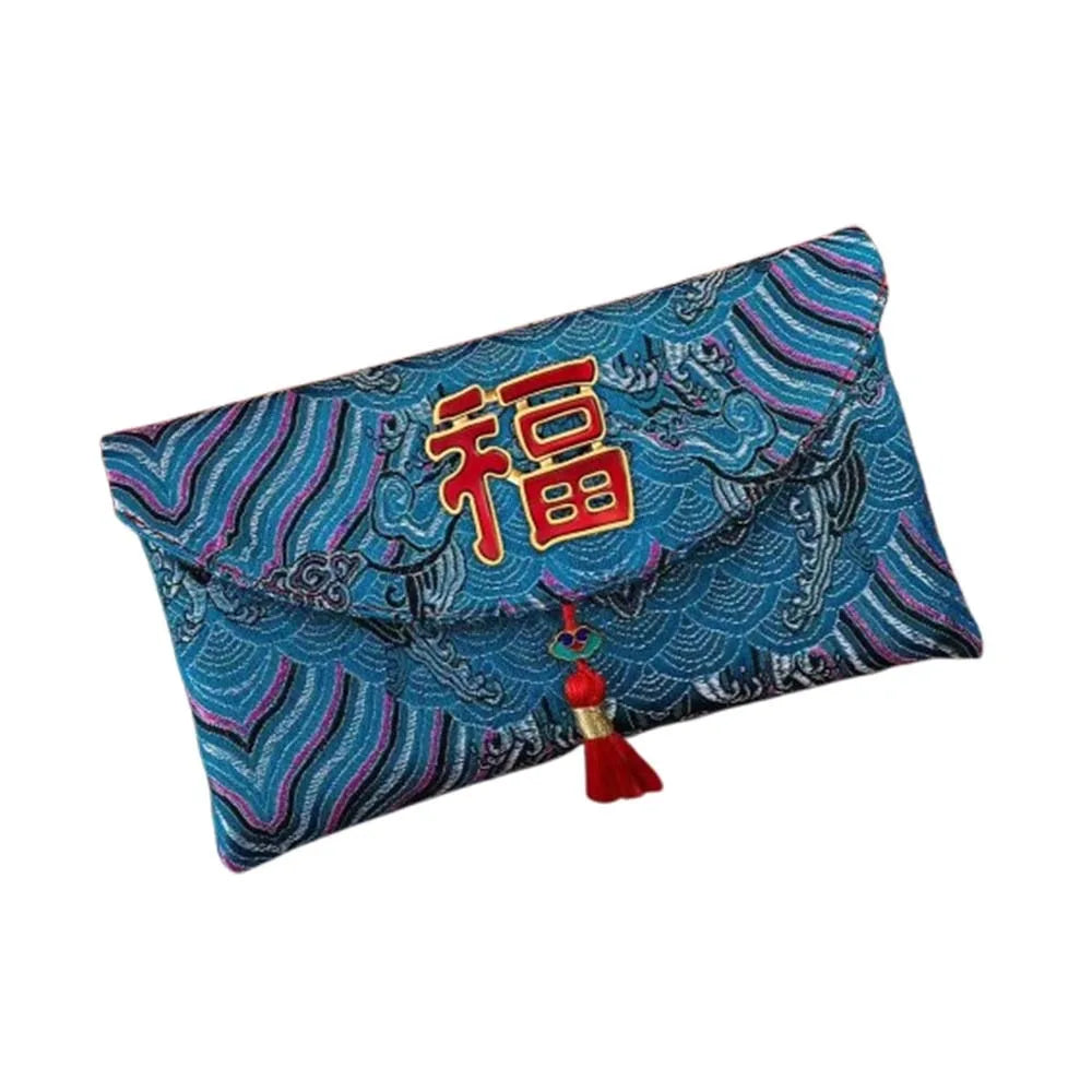 Chinese Style New Year Red Envelope Traditional Embroidery Wedding Money Pocket Cloth with Tassel 2026 Lucky Money Bag Birthday Oasis Select Style 8 18x10.5cm