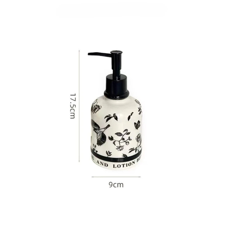420ml French Ceramic Dispensing Bottle Bathroom Ceramic Hand Sanitizer Bottle Press Type Empty Bottle Shampoo Dispensing Bottle Oasis Select 1pc