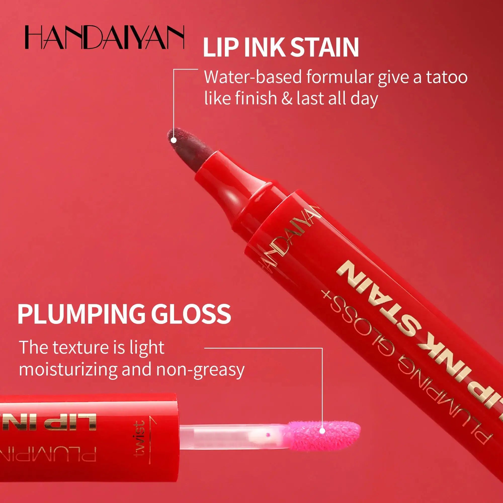 Handaiyan 2-in-1 Liquid Lip Liner & Gloss – Waterproof, Long-Lasting