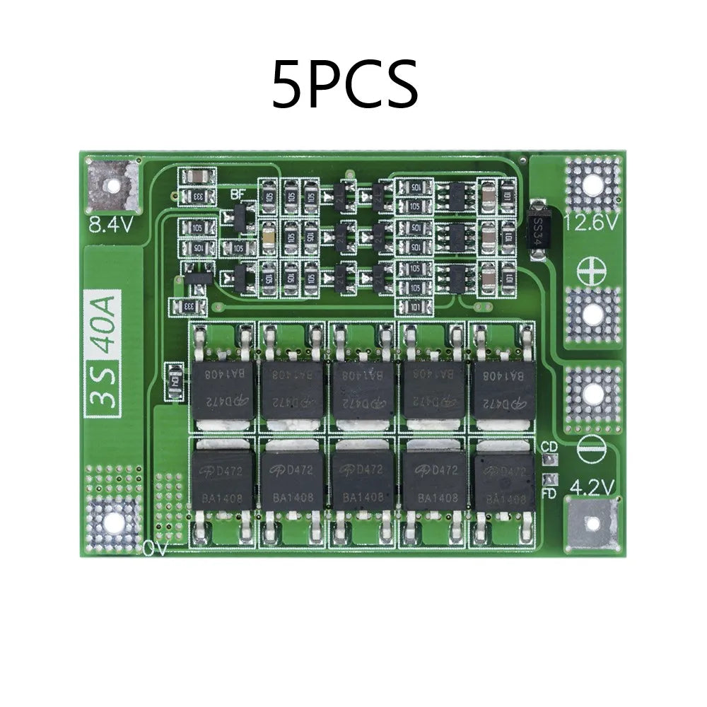 5Pcs 3S 40A Li-ion Lithium Battery Charger Protection Board 18650 BMS Battery Charging Circuit Protection Module Oasis Select 5Pcs