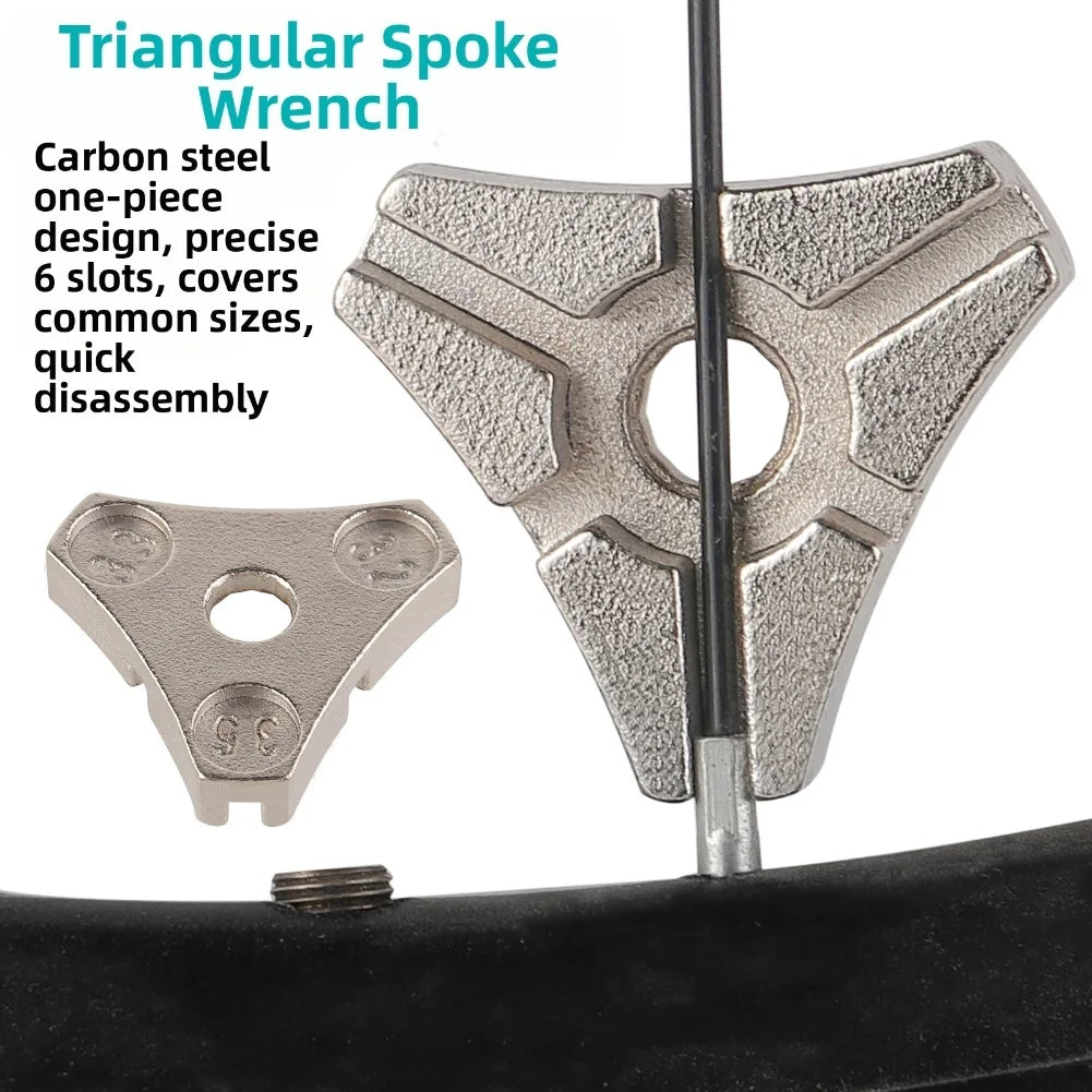 Triangle 6 Socket Spoke Wrench for Mountain Bike Repair Carbon Steel Tool for Spoke Adjustment and Bicycle Wheel Maintenance Oasis Select