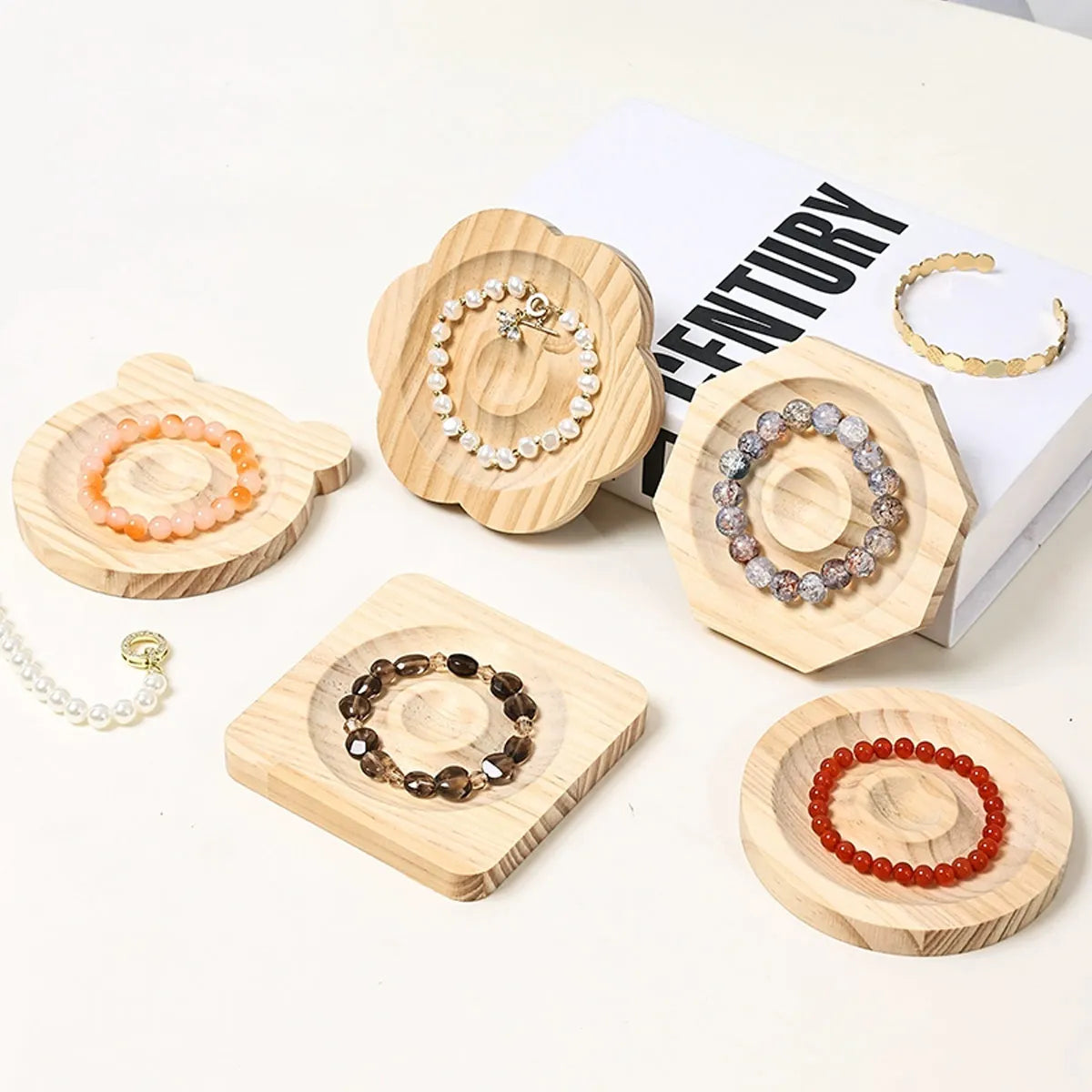 1pc Wooden Jewelry Display Tray, Bracelet and Bead Decoration Tray Bracelet and Bracelet Display Rack, Handicraft Tray Oasis Select