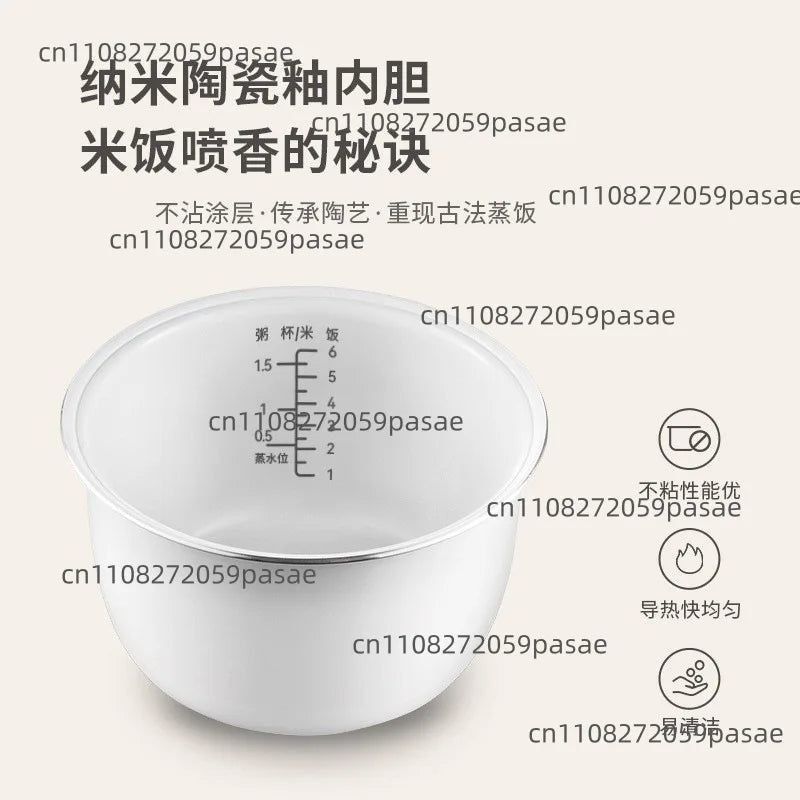 3L Smart Rice Cooker with Ceramic Glaze Pot – Serves 2–5