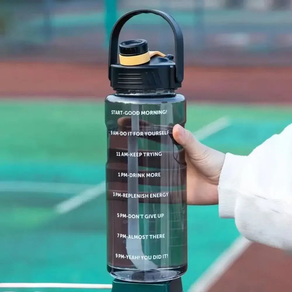 1.5L/2L/3L Sports Water Bottle Portable Leakproof Large Capacity Water Jugs Lightweight with Time Marker Clear Drink Bottle Oasis Select
