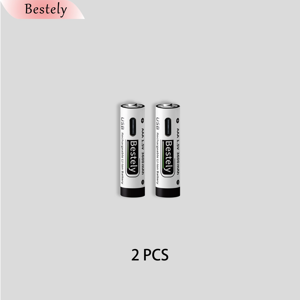 New USB-C 1.5v AAA 3600mAh Rechargeable Lithium ion Battery,Rechargeable AAA Li-ion Type-C Battery,2000 times cycle with Cable Oasis Select 2 pcs Batteries