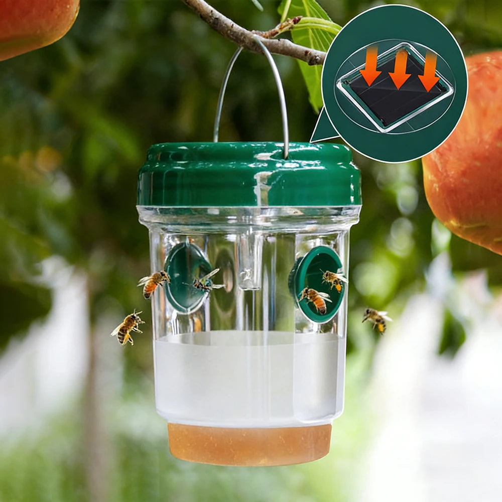 Clear Plastic Outdoor Insect Trap with Lid - Effective for Catching Fruit Flies, Wasps, Transparent Design for Easy Monitoring Oasis Select green