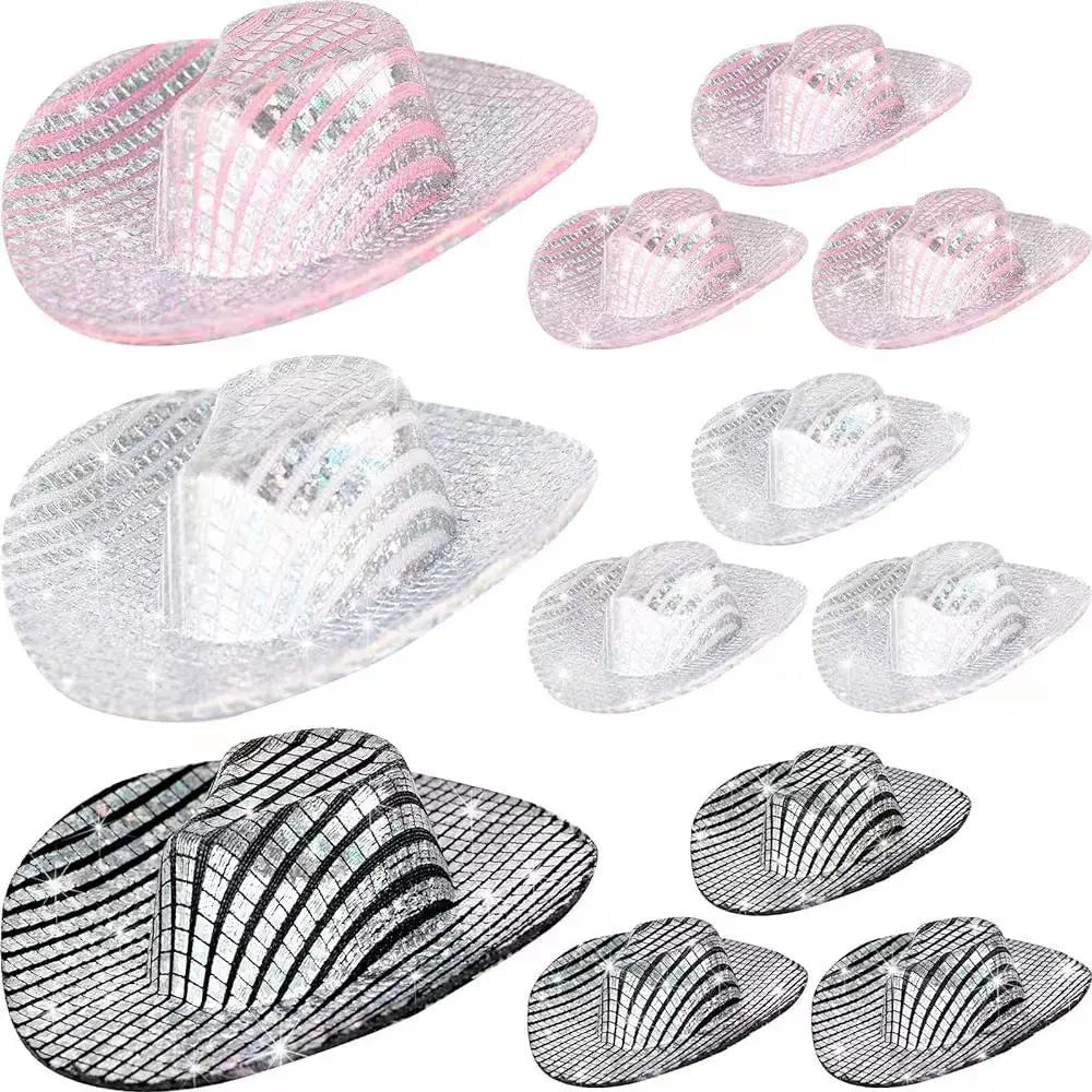 Neon Glitter Cowboy Hat Hair Clip Glowing 6.5cm Decoration Accessories Disco Party Rave Festival Accessories Oasis Select