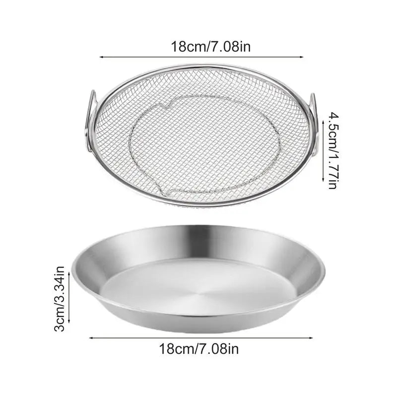 Frying Oil Drain Rack Stainless Steel Mesh Filtering Basket with Tray Oil Drip Filter Air Fryer Accessories Kitchen Draining Oasis Select