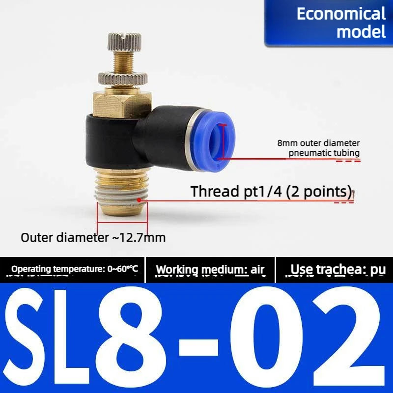 Quick Connect Pneumatic Connector "1/8" 1/4 "3/8" 1/2 M5 Air Speed Throttle Valve Regulating SL 4 6 8 10 12mm Valve Oasis Select Blue SL8-02