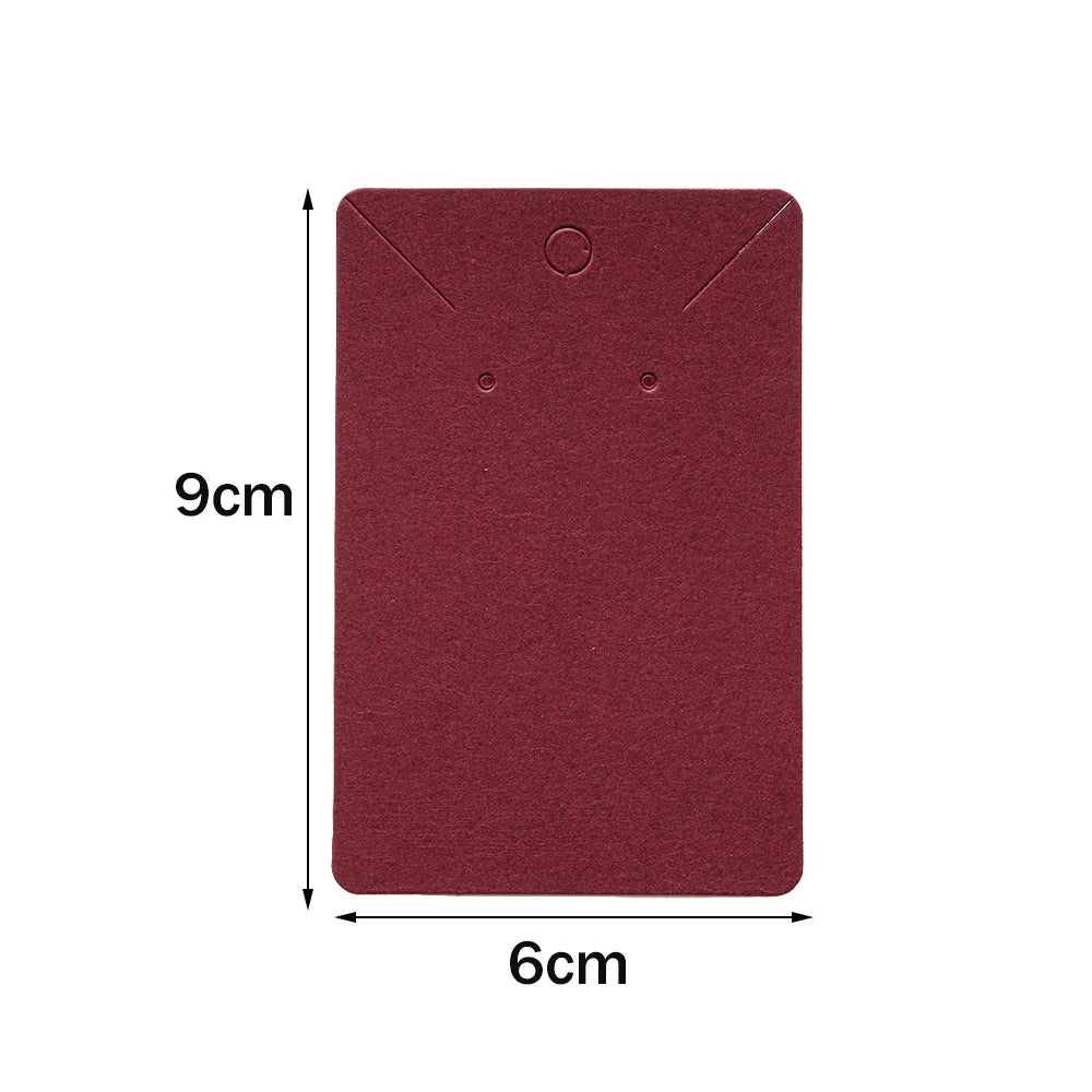 50pcs 6x9cm Kraft Earring Cards Necklace Display Cards Paper Ear Studs for Selling Hanging Earring Necklace DIY Crafts Retail Oasis Select Wine Red