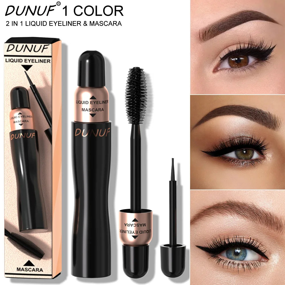 DUNUF 2-in-1 Mascara & Eyeliner Kit – Waterproof Black