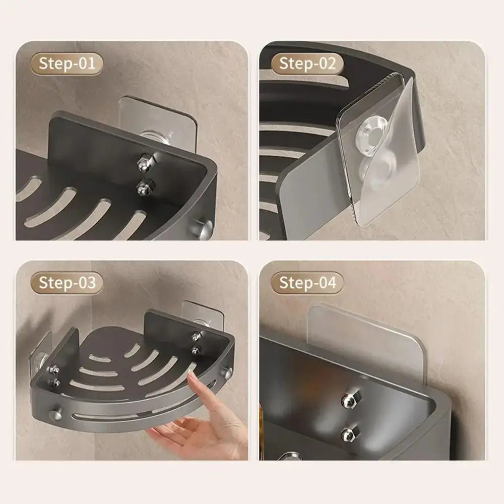 1/2/3Pcs Portable Punch-free Bathroom Shelves Wall-mounted Large Capacity Kitchen Storage Rack Triangle Save Space Shower Shelf Oasis Select