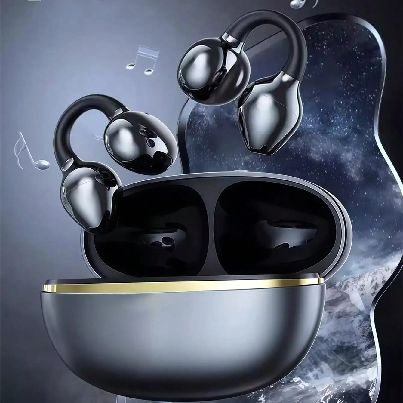 Bluetooth 5.3 Wireless Bone Conduction Headphones Clip Ear Music Noise Canceling Headset HD Call Sports Gaming Earphone Oasis Select