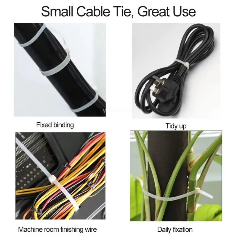100-1000PCS Self-locking Plastic Nylon Tie Black Fastening Strap Cable-Tie-Set Cable Zip Tie Fastening Ring Zip Wraps Strap Tie Oasis Select