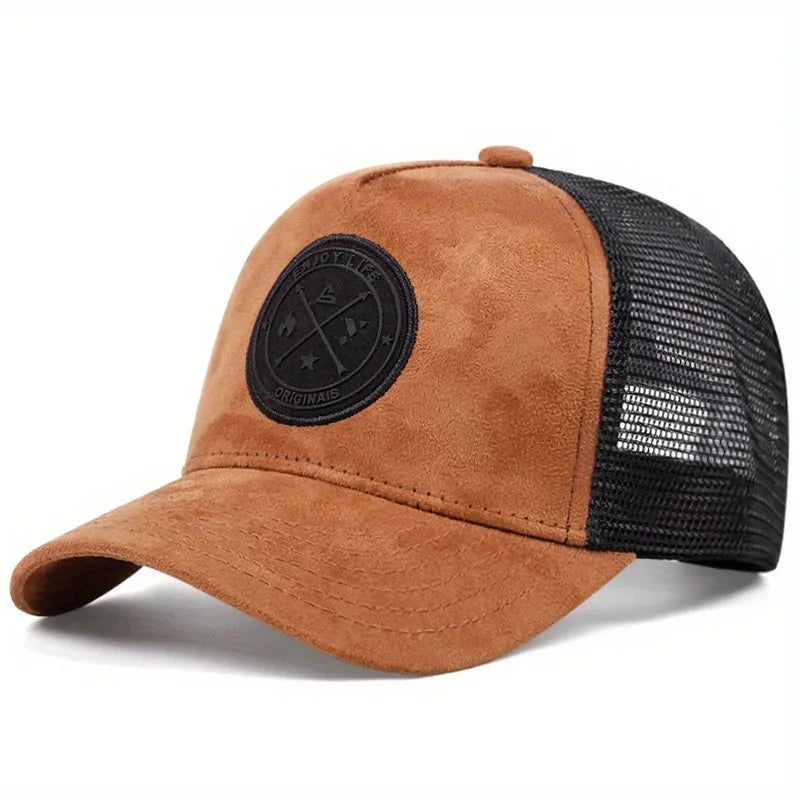 Summer Mesh Baseball Cap Women Men ENJOY LIFE Letter Patch Snapback Hat Casual Breathable Unisex Street Hip Hop Trucker Caps Oasis Select Brown