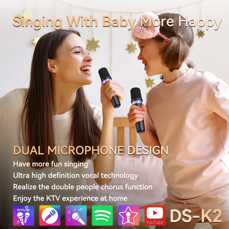 Karaoke Companion Wireless Microphone Dynamic Bluetooth 5.3 DSP Mixer System Machine RGB Colorful Light 3.5mm AUX Amplifier Host Oasis Select