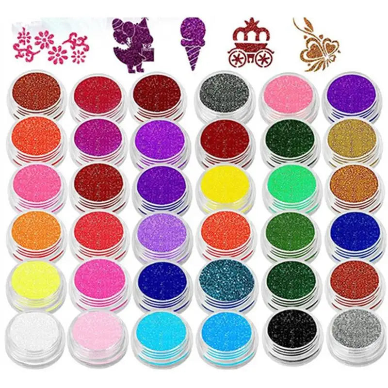 36 colors Colorful Glitter Temporary Tattoo Set Glitter Powder Makeup Brush Tattoo Glue Tattoo Party Face Body Art Kits For Kids Oasis Select
